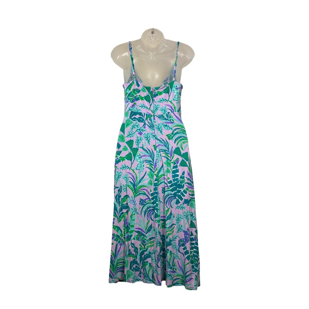 Lilly Pulitzer Dress 8 midi rayon stretch back zip beachy coastal old money chic - Picture 2 of 5